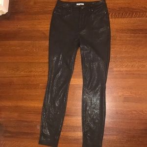 Good American black snake skin pants jeans
